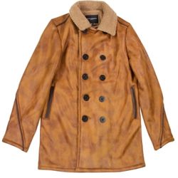 S Cult Of Individuality NEW NWT Brown Faux Leather Sherpa Peacoat Jacket Small J4 