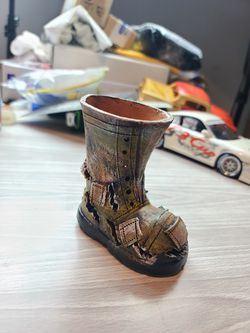 Handmade kids broken boot made with clay