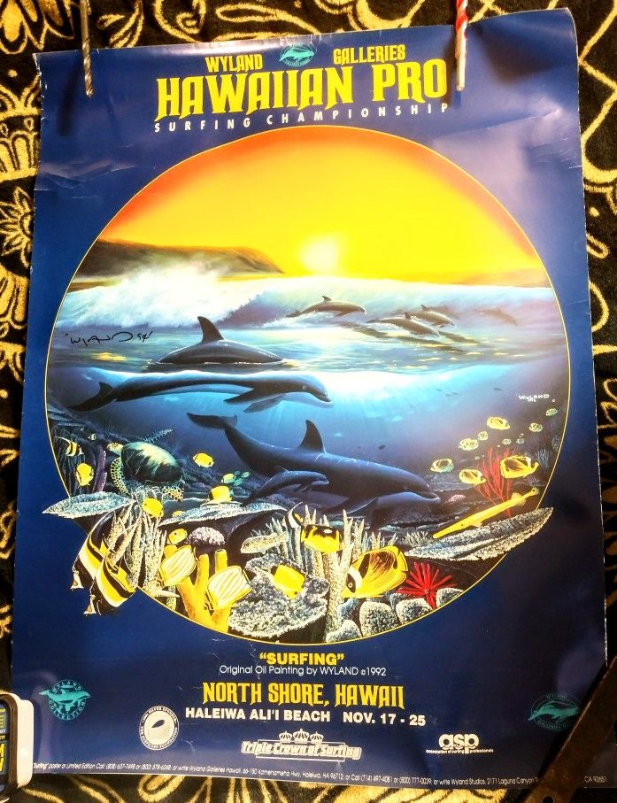 1993  Hawaiian Surfing Championship Poster Signed 