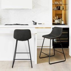 Alexander 24 in. Black Faux Leather Bar Stool Low Back Metal Frame Counter Height Bar Stool ((Set of 2))