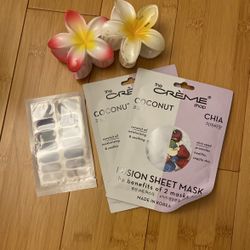 FACE MASKS THE CREME SHOP, HAIR CLIPS, NAILS