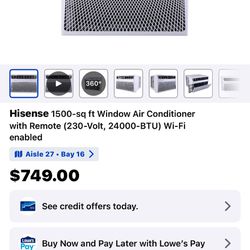 Hisense 1500-sq ft Window Air Conditioner with Remote (230-Volt, 24000-BTU) Wi-Fi enabled