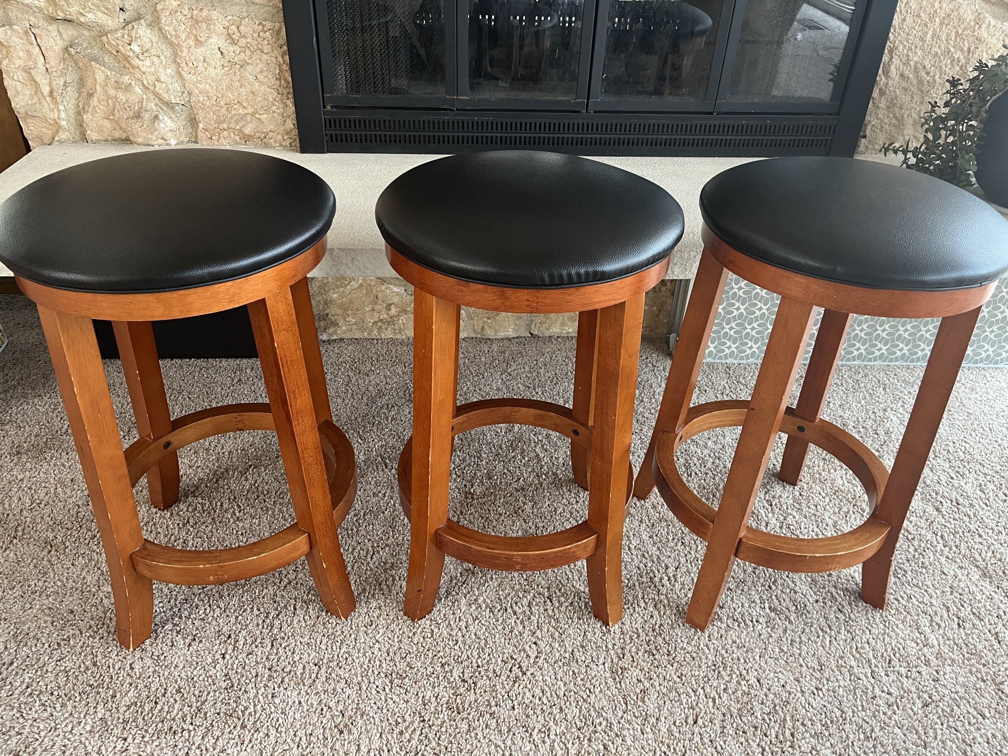 Round Wood Stools X 3