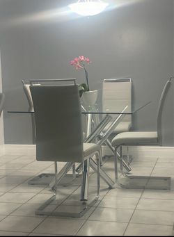 Glass Top Dining Table with 4 Chairs