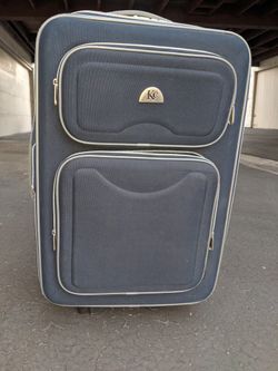 Suitcase, Navy blue checked bag size luggage 27"H x 9"d x 19"W