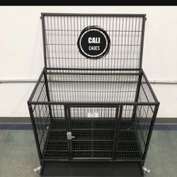 Dog Cage Kennel Size 37” Medium With Plastic Grid Trays And Wheels New In Box 📦 