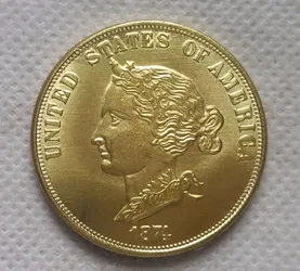 USA 1874 Ten Dollars Bickford Golden Contemporary Restrike Coin / Token