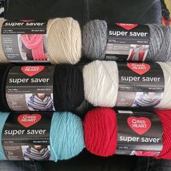 **NEW** Red Heart Knitting/Crocheting YARN   **LOT OF 6**