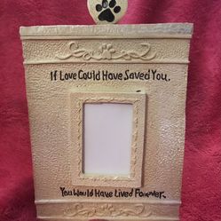 Cold Cast Ceramic Cream Sentimental Pet Photo Urn 9” x 4” x 6” NEW in Box!