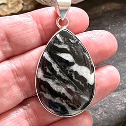 Natural White Buffalo Silver 2” Pendant