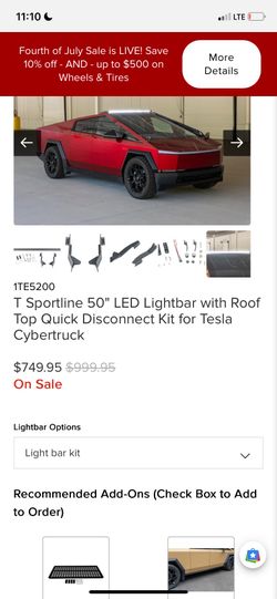 Ev base Tesla cyber truck roof mount LED 52  “ quick disconnect