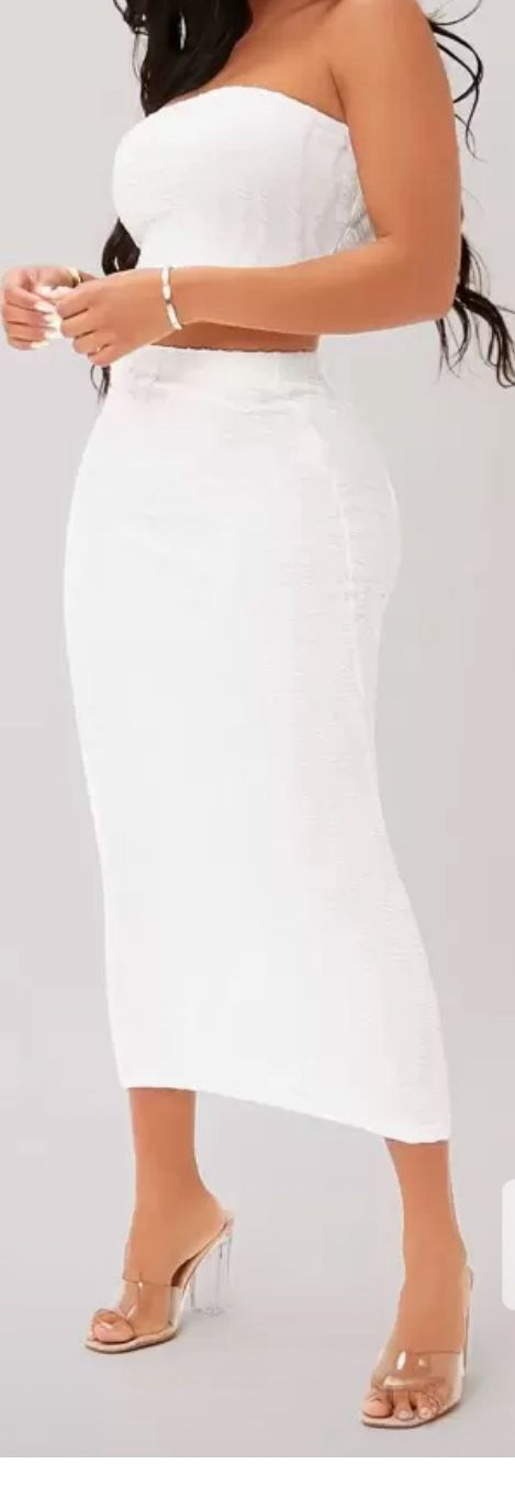 Elegant White Two Piece Women's Skirt