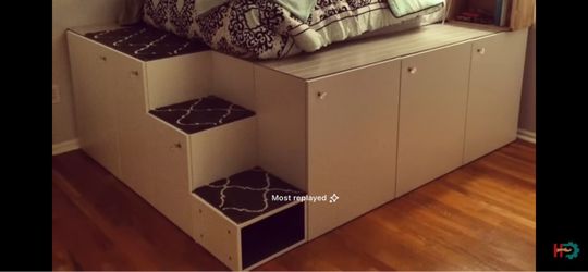 DIY IKEA raised bed with storage underneath (all cabinets and wood provided)
