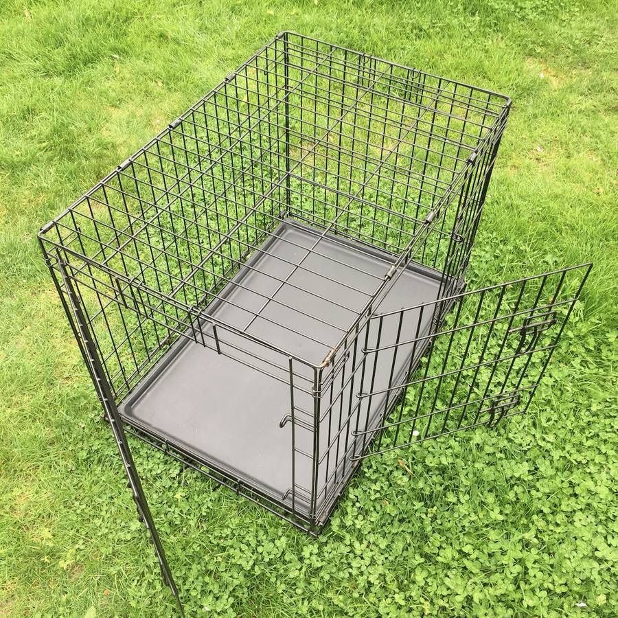 Medium Heavy Duty Double Door Wire Metal Dog Training Kennel 30" Long