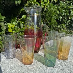Blendo Pitcher And 6 Glasses