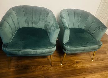 ::::::: Open Box – Set of 2 Velvet Accent Chairs::::::