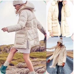 Women's Size Large JCrew White Puffer Jacket