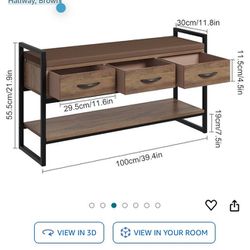 BOTLOG Shoe Bench, 39.4” Shoe Storage Bench with Cushion, Industrial Shoe Rack Organizer with Fabric Drawers Entryway, Hallway, Brown 