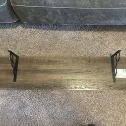 48” x 12” Wall Shelf (Wood Look) w/ Decorative Metal Brackets
