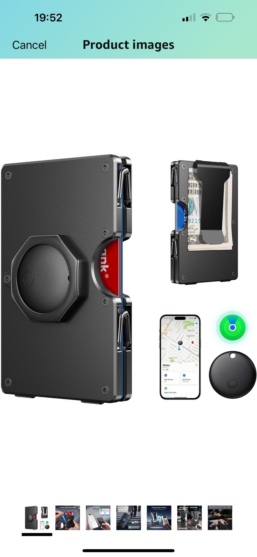 Brand New Wallet for Men - Air Tags Metal Wallet Work with Apple Find My(iOS Only), Mens Wallet with Removable Money Clip, RFID Blocking Credit Card H