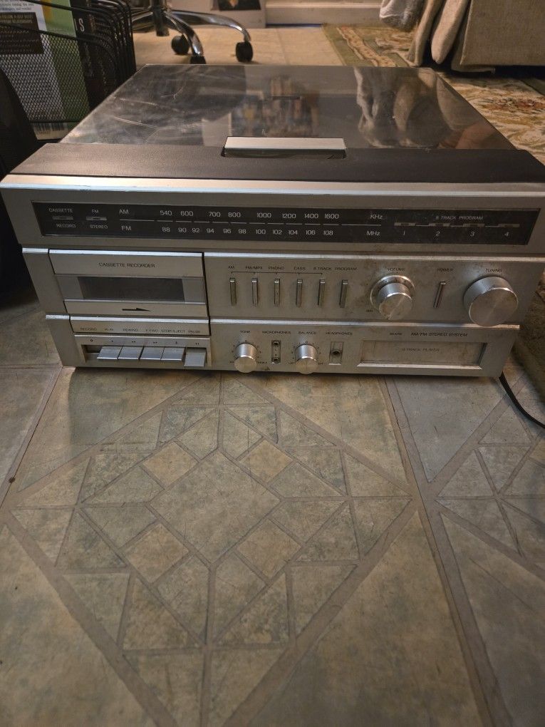 Vintage Sears AM/FM Stereo Turntable Cassette 8 Track