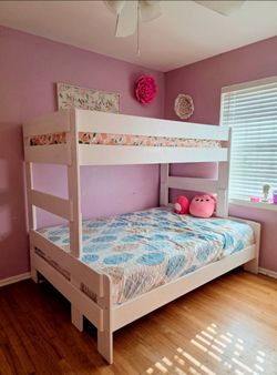 White Wood full over Twin Bunk Bed Frame
