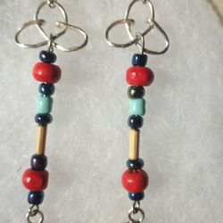 Red Turquoise Dangling Earrings