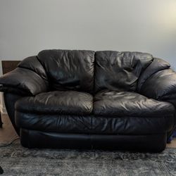 Comfy Leather Loveseat Couch