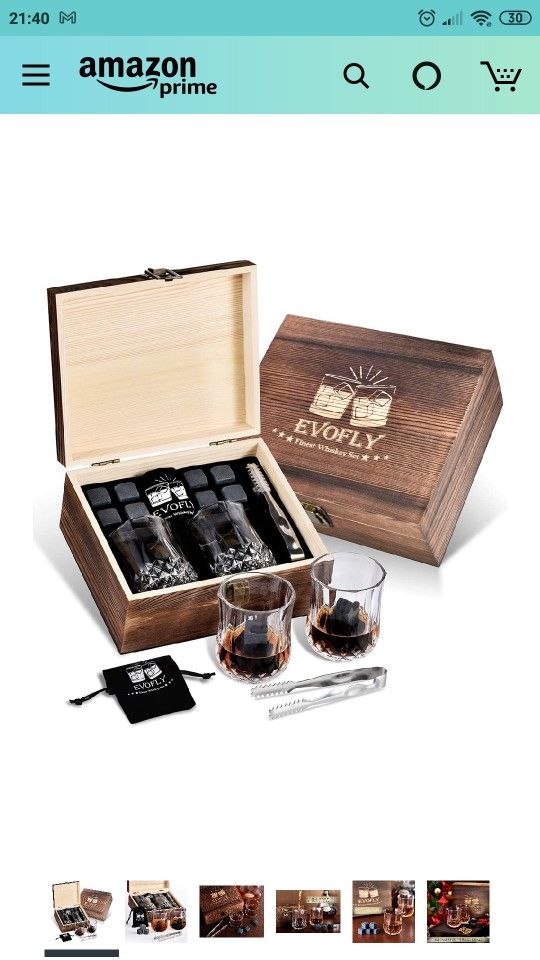 Evofly Whiskey Glasses Stones Gift Set
