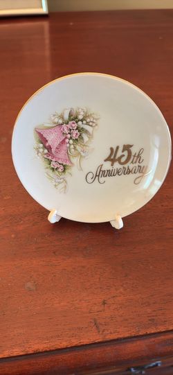 Vintage 45th Anniversary Plate With Gold Rim