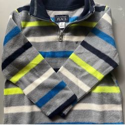 Toddler fleece zip up blue grey yellow stripe 3T