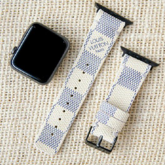Louis Vuitton Apple Watch Band Leather iWatch Band Classic Black Lattice