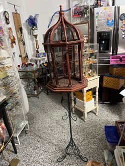 Vintage birdcage with stand