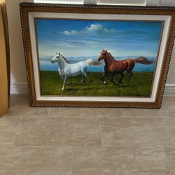 Original Hand-Painted Horse Painting - Framed