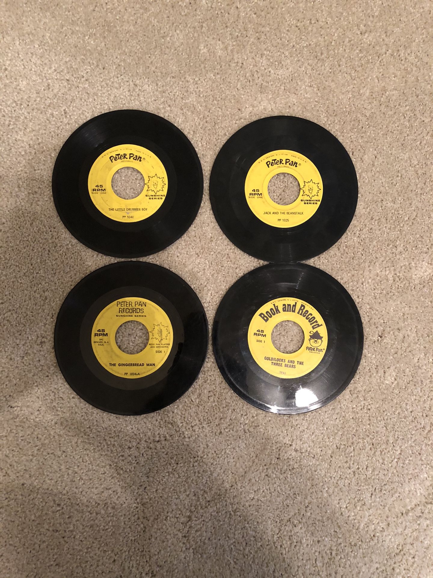 4 - Peter Pan sunshine Series45 Rpm Records Numerous Children’s Titles From 1940/50s