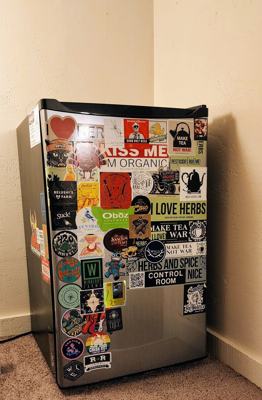 Sticker Bombed Mini Fridge Refrigerator 