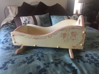 Vintage baby/doll crib rocker hand painted 1988