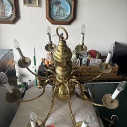 Vintage Brass 8-Light Flemish Chandelier - Classic Dutch Style