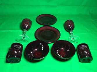 Vintage France J. G. Durand Cristal D’Arques Ruby Glassware