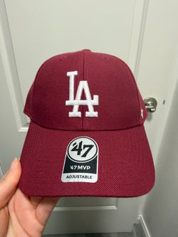 Los Angeles Dodgers '47 Clean-Up Hat Burgundy, Adjustable Baseball Cap MLB
