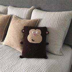 Crocheted Monkey Pillow