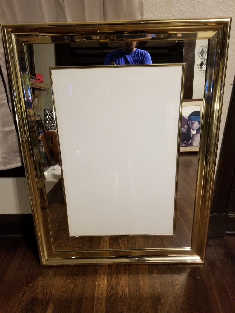 Oversized Antique Steel MIRROR picture frame 
