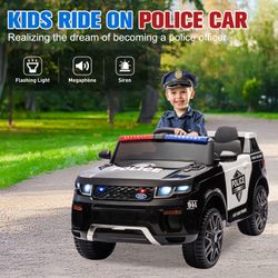 12V Kids Ride On Police Toy Car,Battery Powered Electric Vehicle for Boys Girls Gifts,with Parent Remote Control, Flashing Lights,MP3 Player,Megaphone