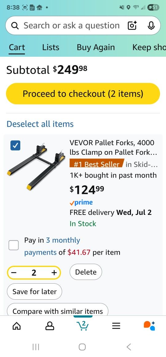 Vevor Forklift Forks