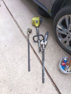 Ryobi string trimmer with pole saw attachments