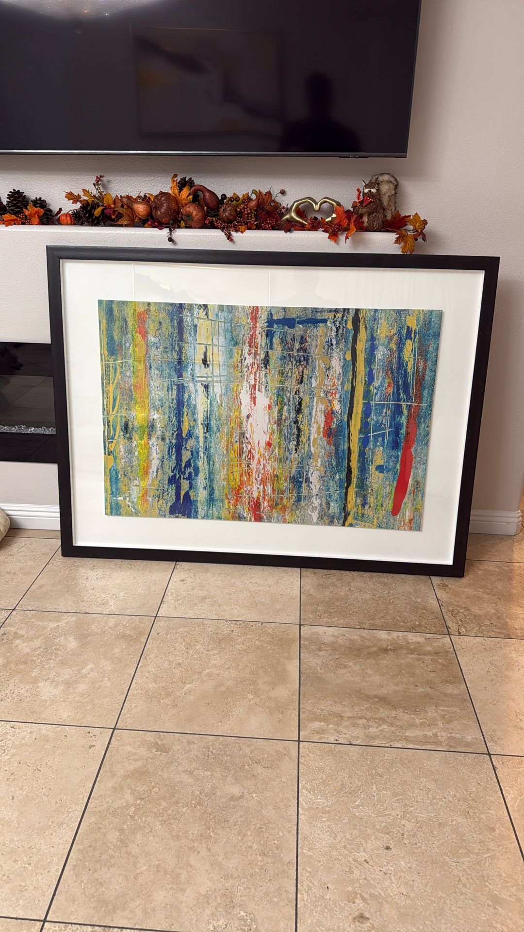 Abstract art, framed with glass 57”x 43”