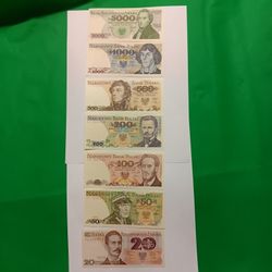7 X POLAND Banknotes  UNC 