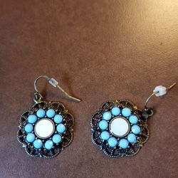 Ottoman Rose shaped turquoise Diamond Simulation with Bronze