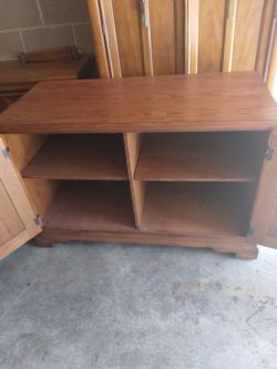 Solid Wood Double Shelf TV Stand 47x22 And A Half By 31And 1/2