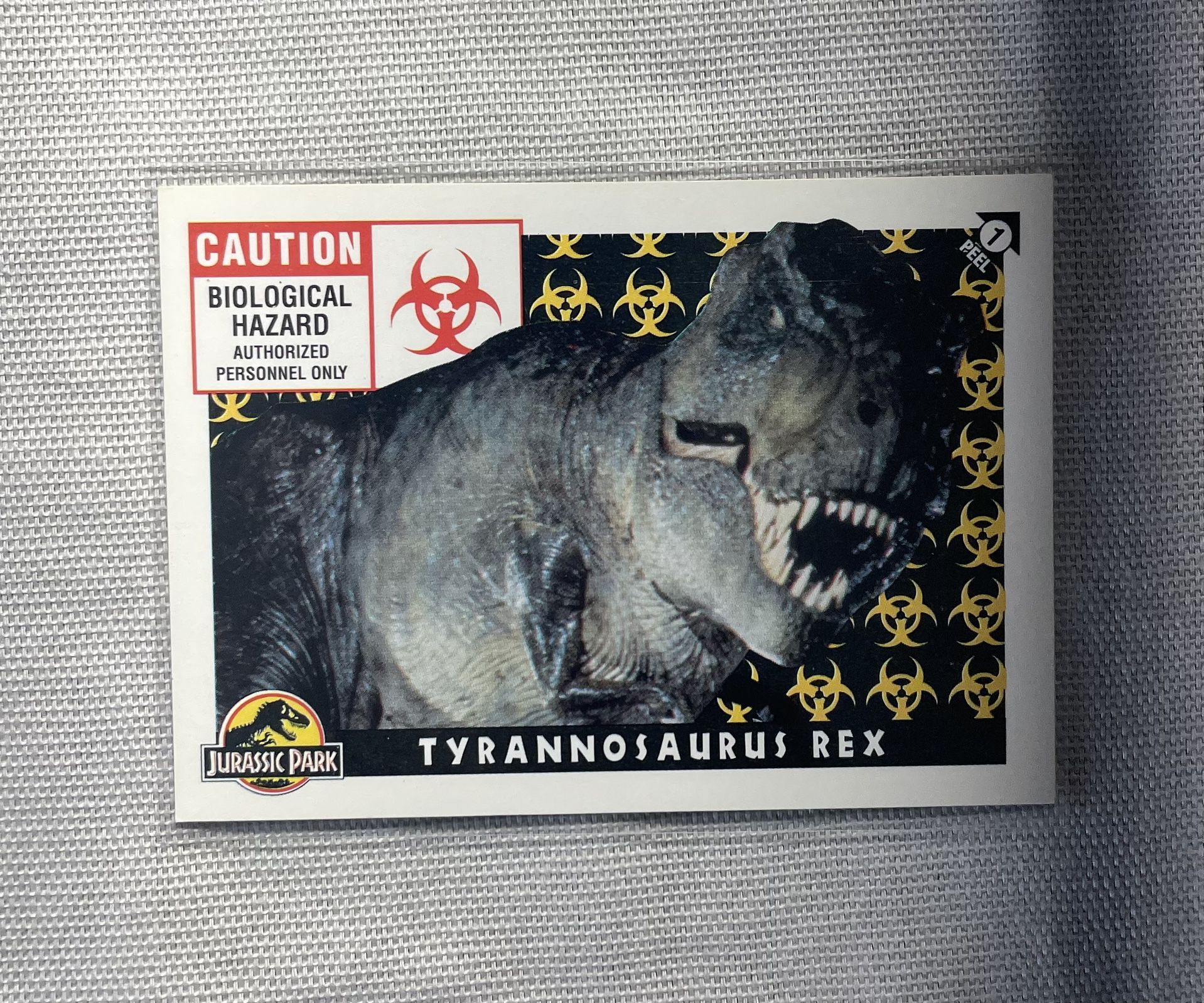 π₯β€οΈπ¦ 1993 Jurassic Park Topps Trading Card - Tyrannosaurus Rex Sticker and Puzzle Piece π¦β€οΈπ₯